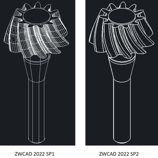 Сравнение эффектов отображения ZWCAD 2022 SP1 и ZWCAD 2022 SP2