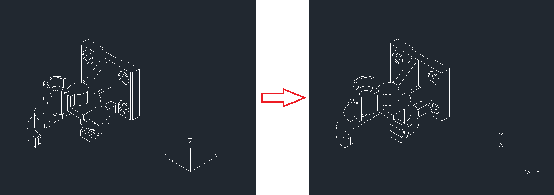 Преобразование 3D объекта в 2D блок на плоскости